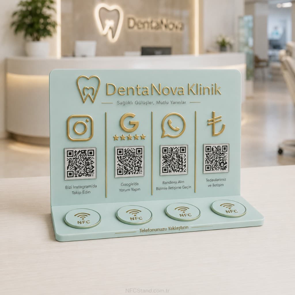 Klinik ortamında mint dört kanallı NFC stand