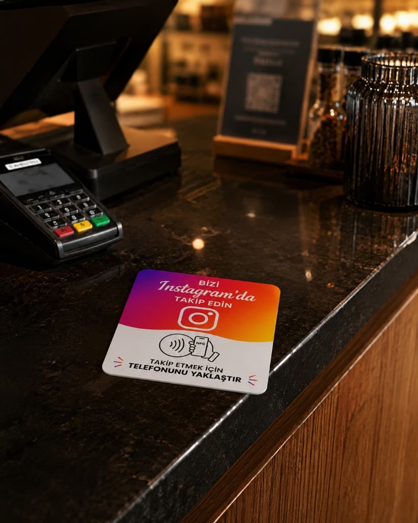 Instagram takip NFC kartı kasa tezgâhında kullanım