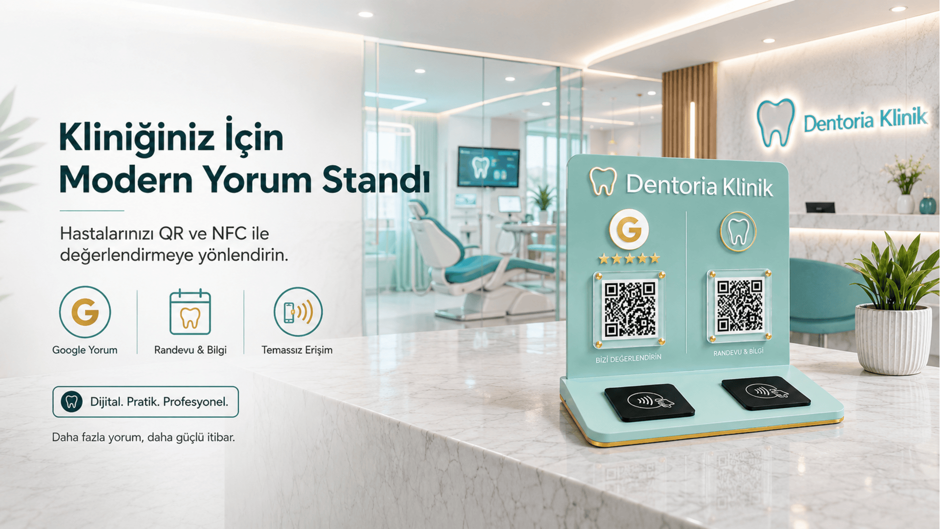 Klinik bankosunda mint iki kanallı NFC stand
