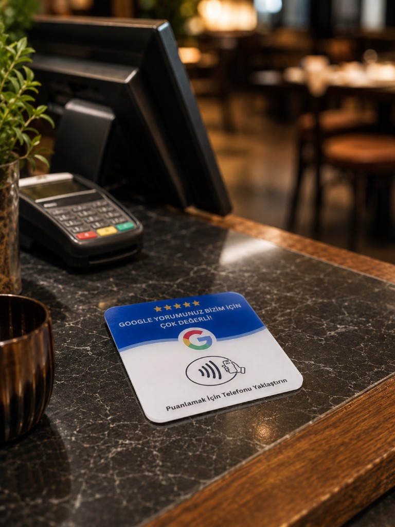 Google yorum NFC kartı kasa tezgâhında kullanım