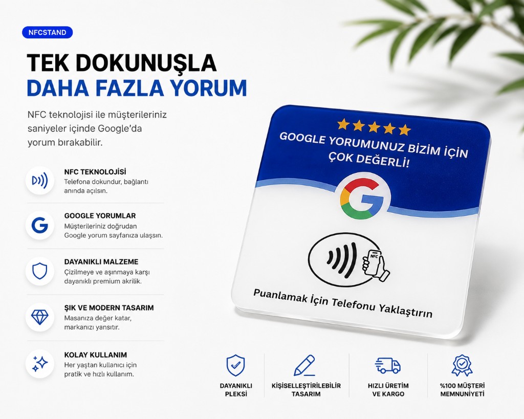 Google yorum NFC kartı promo — tek dokunuşla yorum