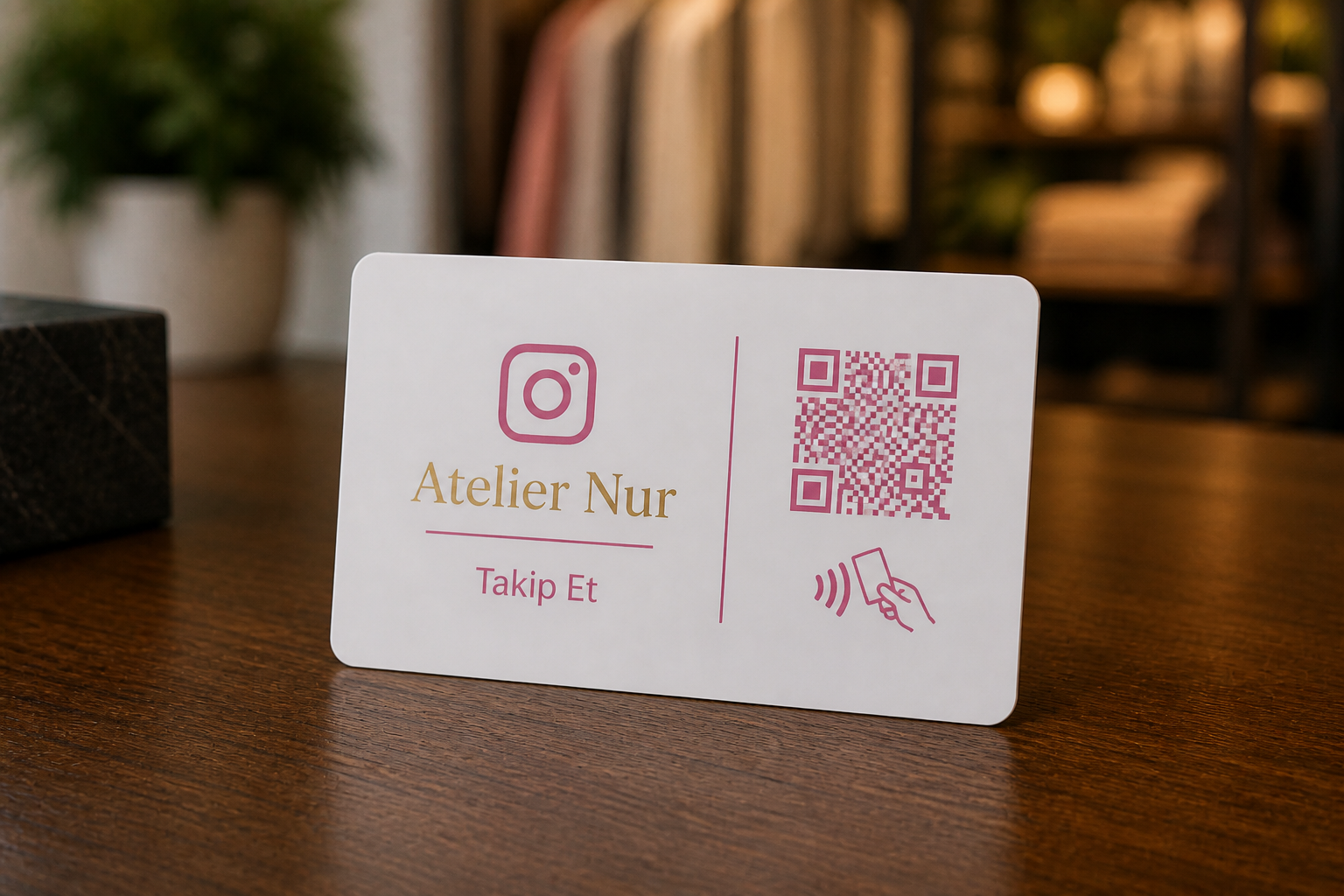 Beyaz Instagram takip NFC kartı
