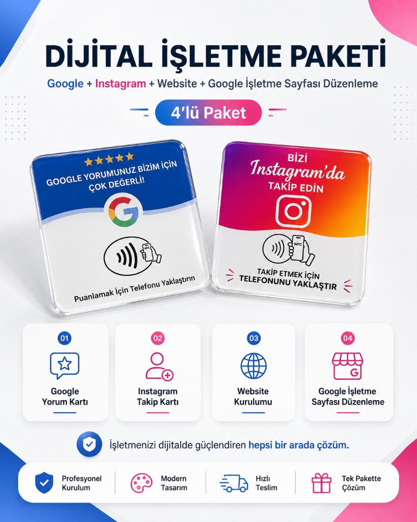 Dijital İşletme Paketi — Google yorum, Instagram, web sitesi ve profil düzenleme