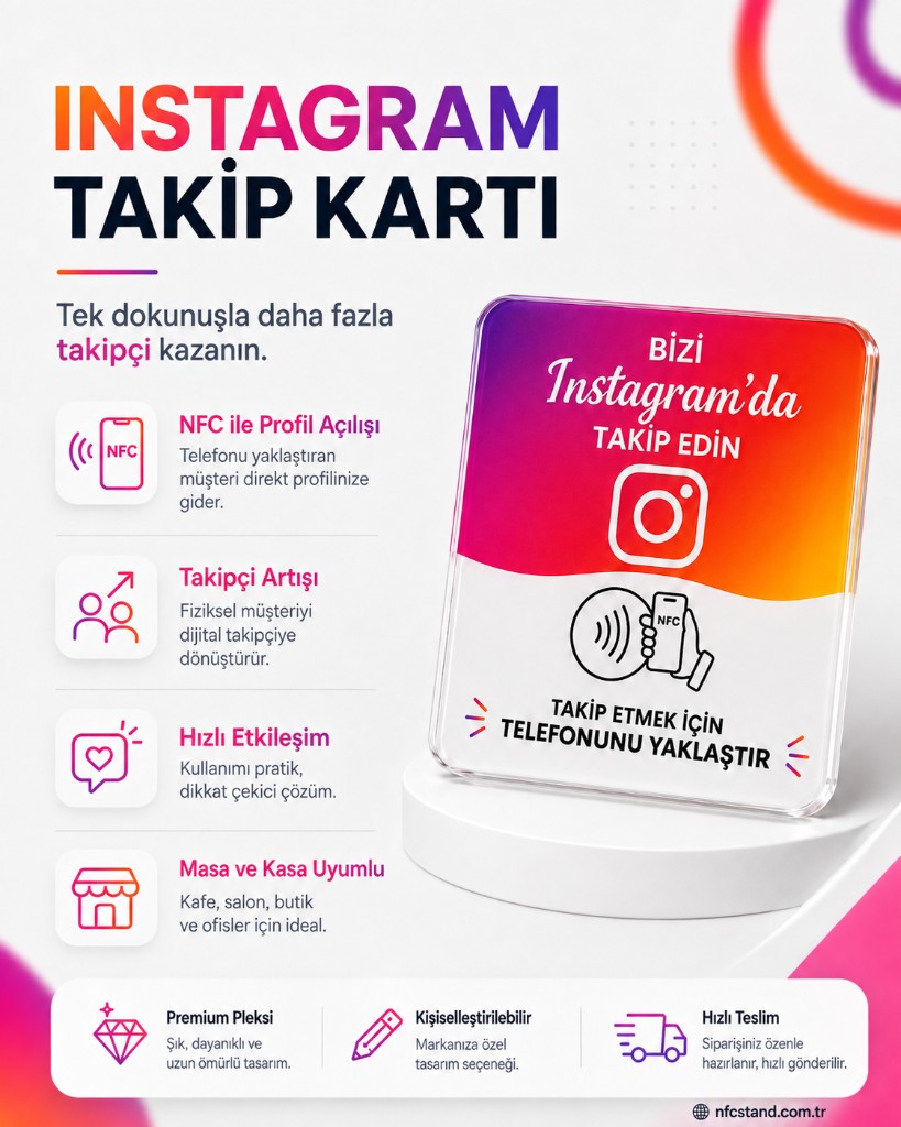Instagram Takip NFC Kartı tanıtım — pakette profil açılışı